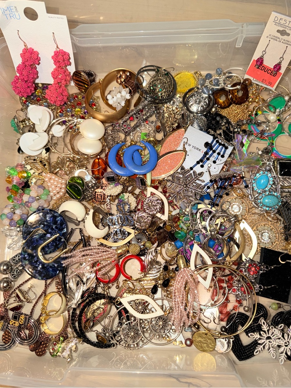 Lots Of Vintage & Preowned Earrings, One Necklace, Few Rings & A Few Pins